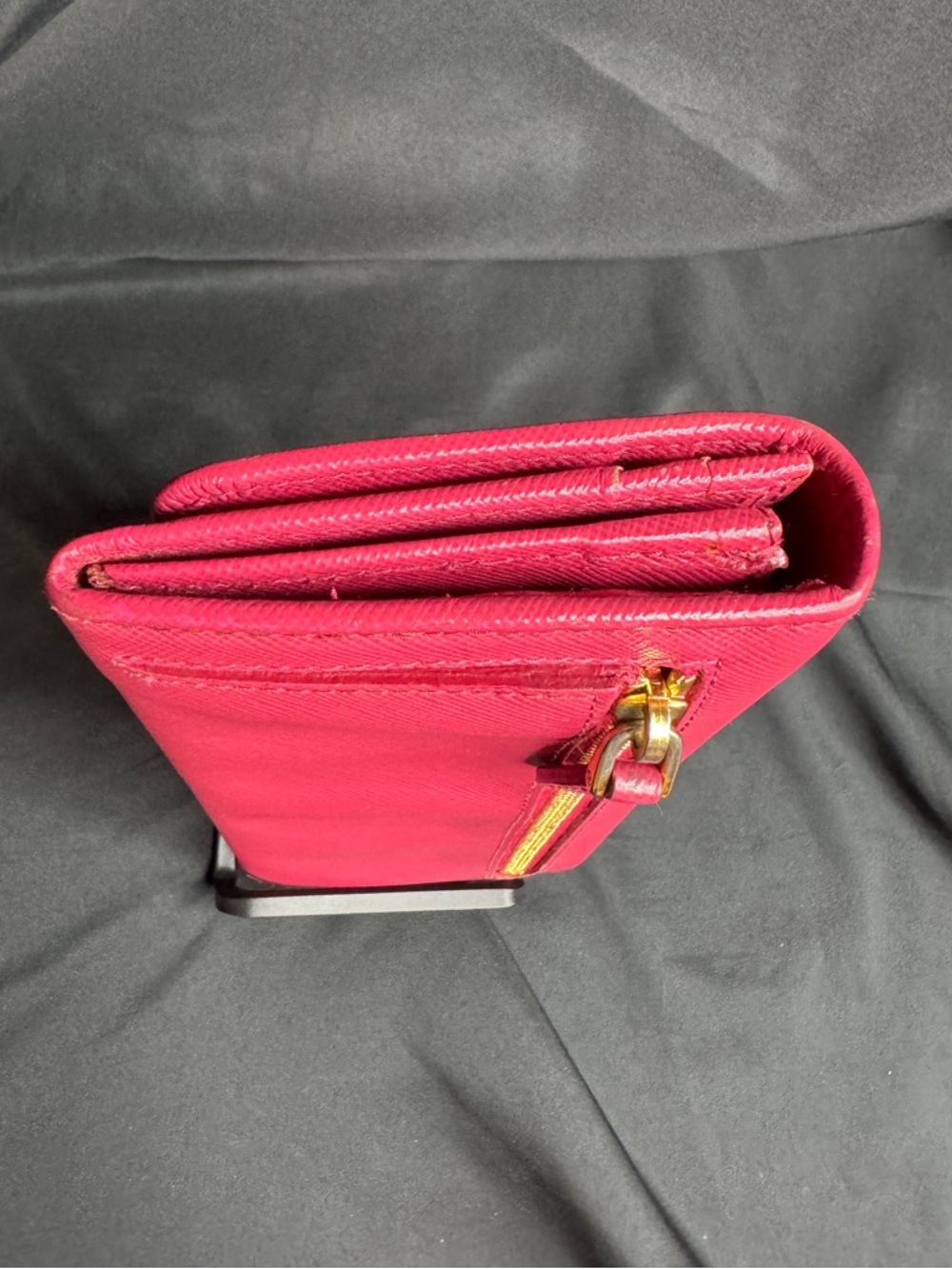 Prada Pink Saffiano Fiocco Continental Bow with Gold Logo Wallet - Picture 6 of 16